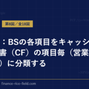 DCF法：BSの各項目をキャッシュフロー計算書（CF）の項目毎（営業、投資、財務）に分類する