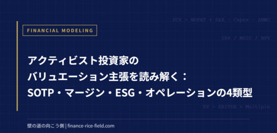 アクティビスト投資家のバリュエーション主張を読み解く：SOTP・マージン・ESG・オペレーションの4類型