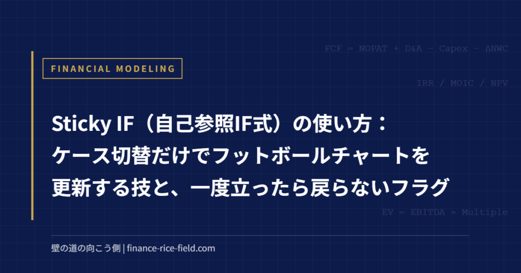 Sticky IF（自己参照IF式）の使い方：ケース切替だけでフットボールチャートを更新する技と、一度立ったら戻らないフラグ