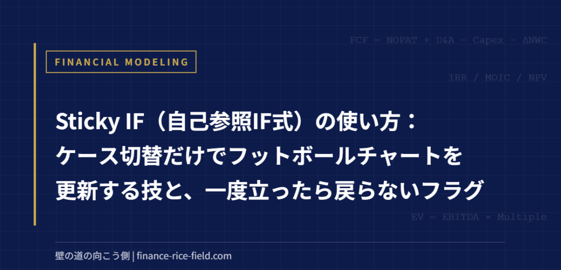 Sticky IF（自己参照IF式）の使い方：ケース切替だけでフットボールチャートを更新する技と、一度立ったら戻らないフラグ